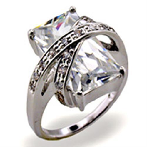 32103 - High-Polished 925 Sterling Silver Ring with AAA Grade CZ  in Clear