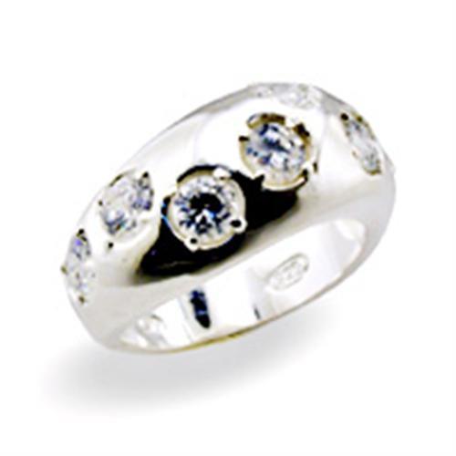 32114 - High-Polished 925 Sterling Silver Ring with AAA Grade CZ  in Clear