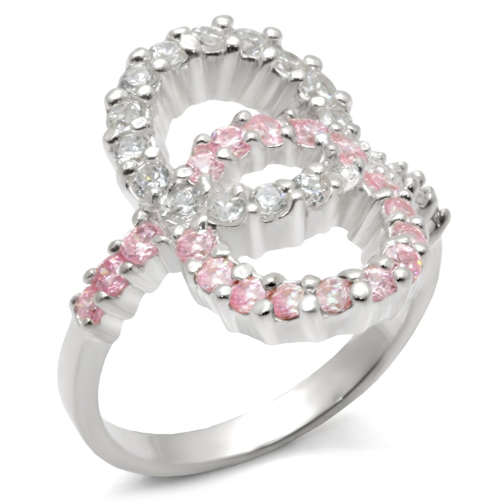 32516 - High-Polished 925 Sterling Silver Ring with AAA Grade CZ  in Rose