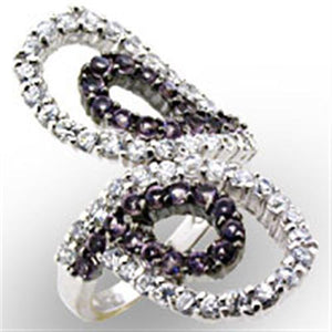 32518 - High-Polished 925 Sterling Silver Ring with AAA Grade CZ  in Amethyst