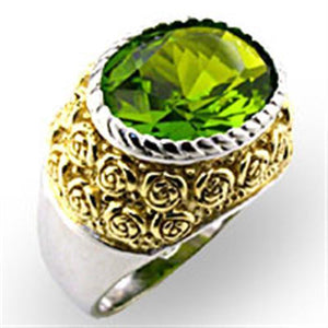 32804 - Reverse Two-Tone 925 Sterling Silver Ring with Synthetic Spinel in Peridot