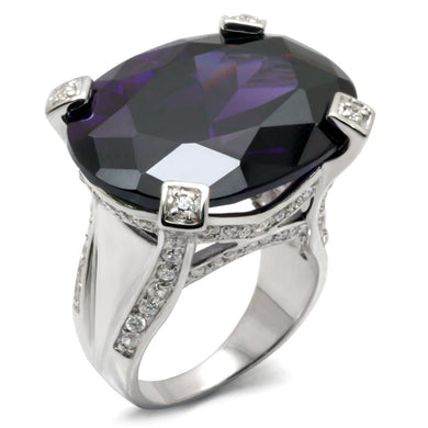 32926 - High-Polished 925 Sterling Silver Ring with AAA Grade CZ  in Amethyst