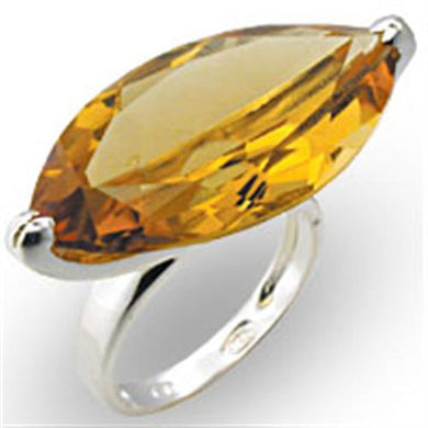 33915 - High-Polished 925 Sterling Silver Ring with AAA Grade CZ  in Citrine