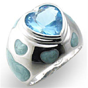 33923 - High-Polished 925 Sterling Silver Ring with Synthetic Spinel in Sea Blue