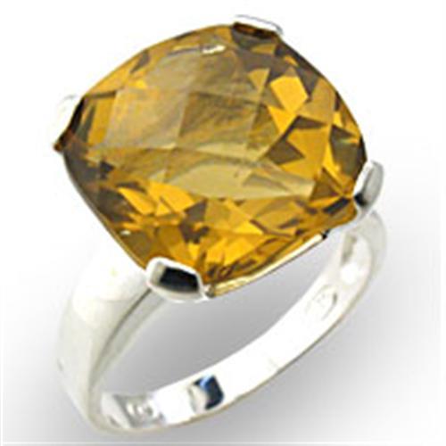 34019 - High-Polished 925 Sterling Silver Ring with Semi-Precious Citrine in Citrine