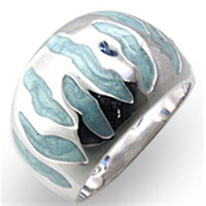 34205 - High-Polished 925 Sterling Silver Ring with Epoxy  in Sea Blue