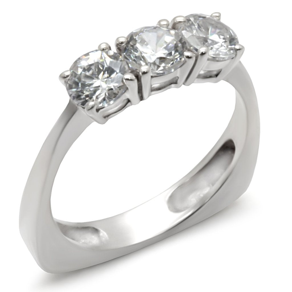 34418 - High-Polished 925 Sterling Silver Ring with AAA Grade CZ  in Clear