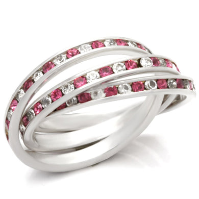 35110 - High-Polished 925 Sterling Silver Ring with Top Grade Crystal  in Rose