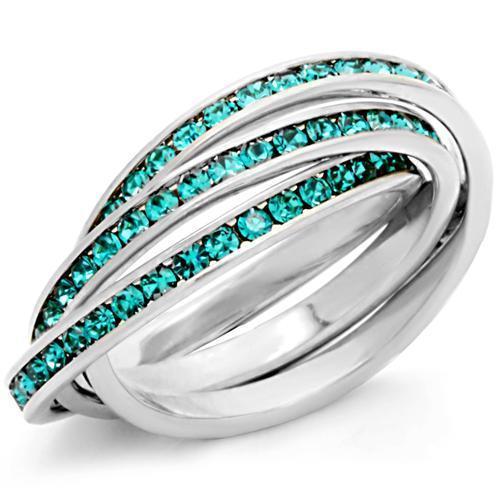 35117 - High-Polished 925 Sterling Silver Ring with Top Grade Crystal  in Emerald