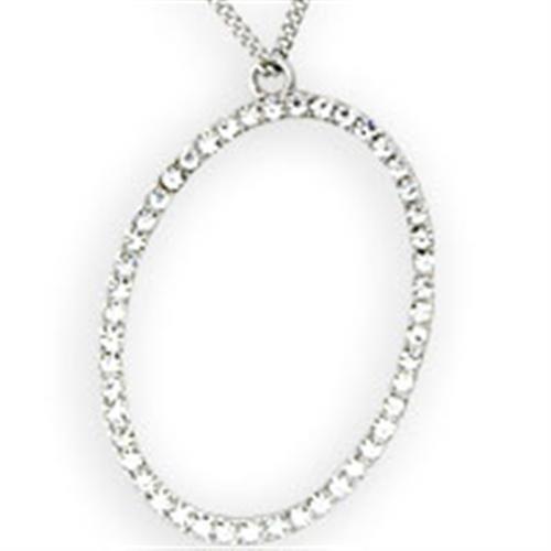 36106 Rhodium Brass Necklace with Top Grade Crystal in Clear