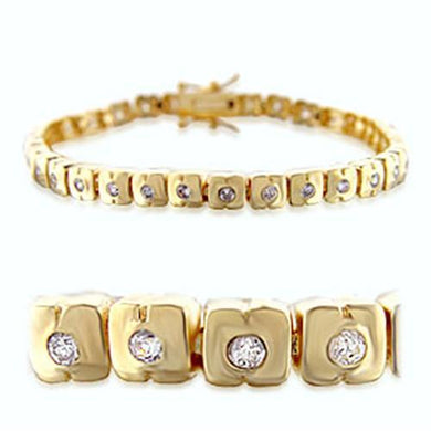 36711 - Gold Brass Bracelet with AAA Grade CZ  in Clear