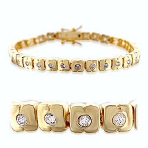 36711 - Gold Brass Bracelet with AAA Grade CZ  in Clear