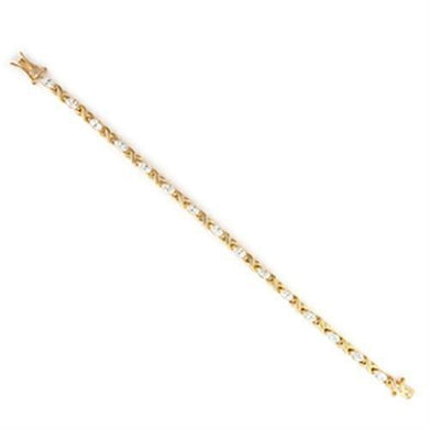 36713 - Gold Brass Bracelet with AAA Grade CZ  in Clear