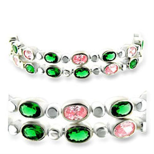 37001 - High-Polished 925 Sterling Silver Bracelet with AAA Grade CZ  in Multi Color