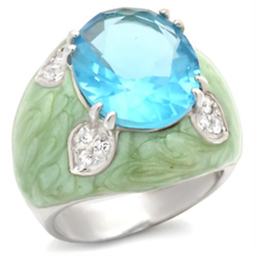 37401 - High-Polished 925 Sterling Silver Ring with Synthetic Spinel in Sea Blue