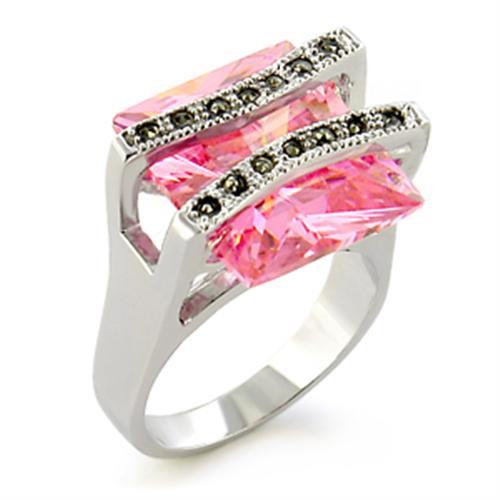 37623 - Antique Tone 925 Sterling Silver Ring with AAA Grade CZ  in Rose