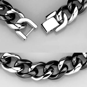 3W1000 - High polished (no plating) Stainless Steel Bracelet with Ceramic  in Jet