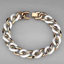 Load image into Gallery viewer, 3W1001 - IP Rose Gold(Ion Plating) Stainless Steel Bracelet with Ceramic  in White