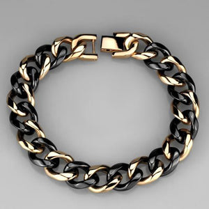 3W1002 - IP Rose Gold(Ion Plating) Stainless Steel Bracelet with Ceramic  in Jet