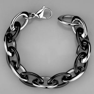 3W1009 - High polished (no plating) Stainless Steel Bracelet with Ceramic  in Jet