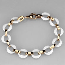 Load image into Gallery viewer, 3W1015 - IP Rose Gold(Ion Plating) Stainless Steel Bracelet with Ceramic  in White