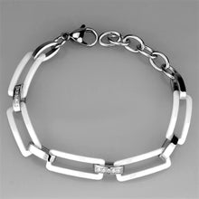 Load image into Gallery viewer, 3W1016 - High polished (no plating) Stainless Steel Bracelet with Ceramic  in White