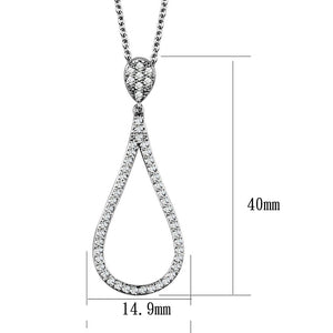 3W1019 - Rhodium Brass Chain Pendant with AAA Grade CZ  in Clear