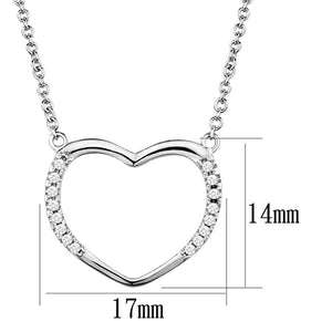 3W1023 - Rhodium Brass Chain Pendant with AAA Grade CZ  in Clear