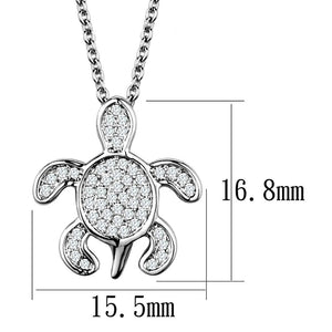 3W1025 - Rhodium Brass Chain Pendant with AAA Grade CZ  in Clear