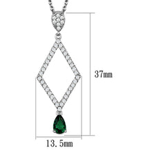 Load image into Gallery viewer, 3W1026 - Rhodium Brass Chain Pendant with Synthetic Synthetic Glass in Emerald