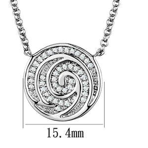 3W1029 - Rhodium Brass Chain Pendant with AAA Grade CZ  in Clear