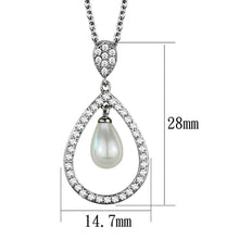 Load image into Gallery viewer, 3W1031 - Rhodium Brass Chain Pendant with Synthetic Pearl in White