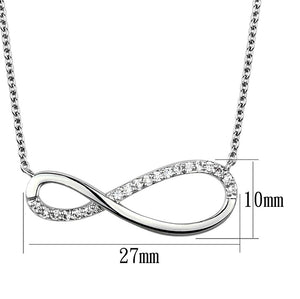 3W1033 - Rhodium Brass Chain Pendant with AAA Grade CZ  in Clear