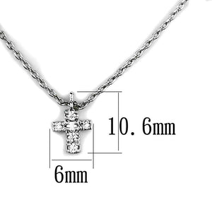 3W1037 - Rhodium Brass Chain Pendant with AAA Grade CZ  in Clear