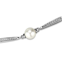 Load image into Gallery viewer, 3W1041 - Rhodium Brass Bracelet with Synthetic Pearl in White
