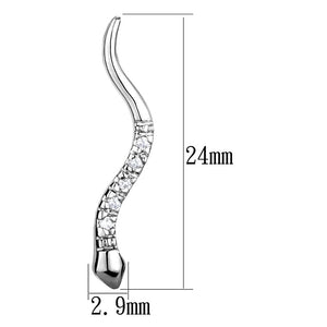 3W1051 - Rhodium Brass Earrings with AAA Grade CZ  in Clear