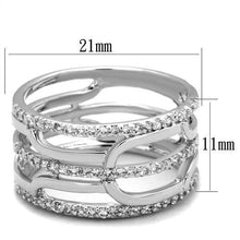 Load image into Gallery viewer, 3W1070 - Rhodium Brass Ring with AAA Grade CZ  in Clear