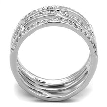 Load image into Gallery viewer, 3W1070 - Rhodium Brass Ring with AAA Grade CZ  in Clear