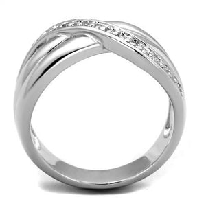 3W1071 - Rhodium Brass Ring with AAA Grade CZ  in Clear