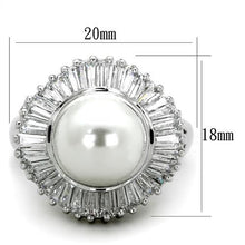 Load image into Gallery viewer, 3W1073 - Rhodium Brass Ring with Synthetic Pearl in White