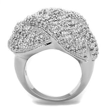 Load image into Gallery viewer, 3W1078 - Rhodium Brass Ring with AAA Grade CZ  in Clear