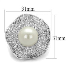 Load image into Gallery viewer, 3W1080 - Rhodium Brass Ring with Synthetic Pearl in White