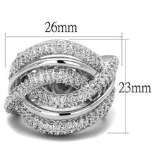 Load image into Gallery viewer, 3W1081 - Rhodium Brass Ring with AAA Grade CZ  in Clear