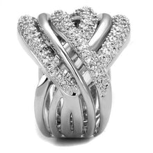 Load image into Gallery viewer, 3W1081 - Rhodium Brass Ring with AAA Grade CZ  in Clear