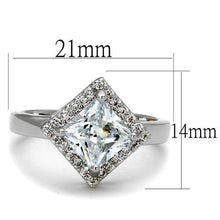 Load image into Gallery viewer, 3W1083 - Rhodium Brass Ring with AAA Grade CZ  in Clear
