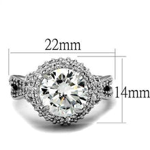 Load image into Gallery viewer, 3W1087 - Rhodium Brass Ring with AAA Grade CZ  in Clear