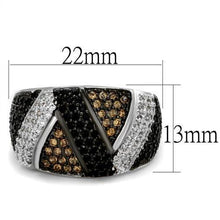 Load image into Gallery viewer, 3W1088 - Rhodium + Ruthenium Brass Ring with AAA Grade CZ  in Multi Color