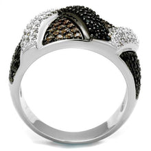 Load image into Gallery viewer, 3W1088 - Rhodium + Ruthenium Brass Ring with AAA Grade CZ  in Multi Color