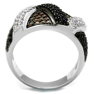 3W1088 - Rhodium + Ruthenium Brass Ring with AAA Grade CZ  in Multi Color