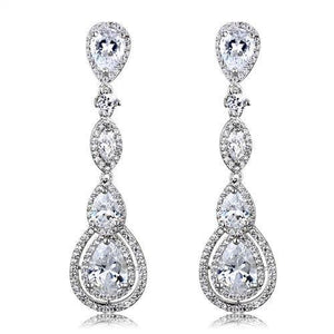 3W1093 - Rhodium Brass Jewelry Sets with AAA Grade CZ  in Clear